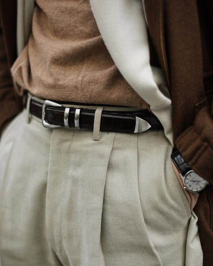 Classic Silver Grained Leather Belt