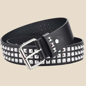 Fashion New Square Bead Rivet Belt Metal Pyramid Belt