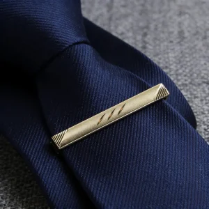 New Men's 5cm Metal Gold Slim Tie Bar Wedding Party Business Accessory Stainless Steel Material Tie Clip Clamp Irregular Design